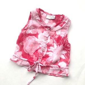 Zyno Chiffon Floral Drawstring Sleeveless Top